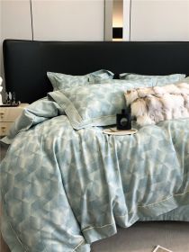 Long-staple Cotton Printed Four-piece Bedding Set Cotton Bedding (Option: Simple Blue-M)