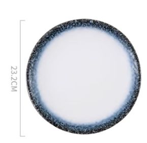 Ceramic Plate Sushi Home Round Western Food Steak Plate (Option: High mountain clouds-23.2x23.2x3cm)