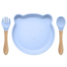 Food Supplement Tableware Set Silicone Spork Baby Products Bear Silicone Tableware (Option: Light Purple)