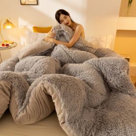 Super Soft Long Fleece Mink Crystal Velvet Thickened Warm Winter Quilt (Option: Silver Grey-200x230cm about4.75kg)