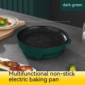 Takeaway Electric Baking Pan Mini Electric Griddle Household Non-stick Barbecue Oven Ingredients Supermarket Plate (Option: Dark Green-30cm-EU)