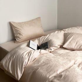 Long Velvet Jacquard Four Piece Pure Cotton Duvet Cover (Option: Ryuguang Peach-200 X230cm Duvet Insert)