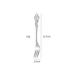 Stainless Steel Cutlery Spoon West Dinnerware Set Gold Plated (Option: Little silver fork)