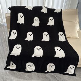 Half Velvet Blanket Ghost Blanket Knitted (Option: Black And White-100X150)