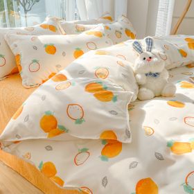 Four-piece Set Sanding Skin Bed Sheet Quilt Cover (Option: Orange Market-150cm Bed Four Sets)