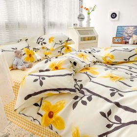 Four-piece Set Sanding Skin Bed Sheet Quilt Cover (Option: Early Summer Rattan Seed-120cm Three Sets)