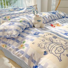 Four-piece Set Sanding Skin Bed Sheet Quilt Cover (Option: Sky Girl-150cm Bed Four Sets)