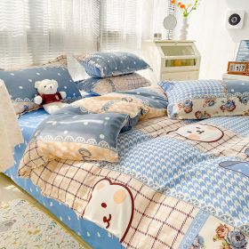 Four-piece Set Sanding Skin Bed Sheet Quilt Cover (Option: Wild Fairy-150cm Bed Four Sets)