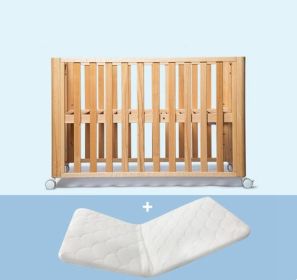 Beech Solid Wood Splicing Movable Multi-functional Crib (Option: Native beech-Mattresses and bindings)