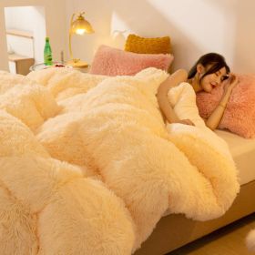 Super Soft Long Fleece Mink Crystal Velvet Thickened Warm Winter Quilt (Option: Lemon Yellow-200x230cm about4.75kg)