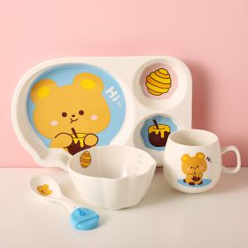 Tableware Set Cute Rabbit Children's Dinner Plate One Person Cup Bowl Creative Compartment Tray Breakfast Plate (Option: Bear 4 Pieces)