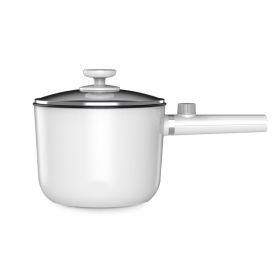 Hotpot Noodle Cooking Dormitory Small Power Mini Electric Pot (Option: White-With stainless steel steamer-Triangle plug)