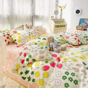 Four-piece Set Sanding Skin Bed Sheet Quilt Cover (Option: Sunny Holiday-180cm Bed Four Sets)