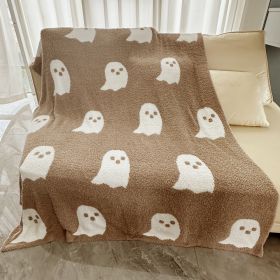 Half Velvet Blanket Ghost Blanket Knitted (Option: Khaki-150x200)