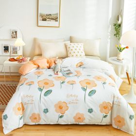 Cotton Single And Double Student Dormitory Three Piece Quilt Cover (Option: Flower Warm Kafuu-4piece twin set220x240)