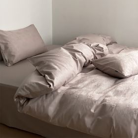 Long Velvet Jacquard Four Piece Pure Cotton Duvet Cover (Option: Macchiato Purple-220 X240cm Duvet Insert)